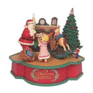 Christmas Music Diorama Welcome Santa Wind Up/Battery Lustre Fame Vintage